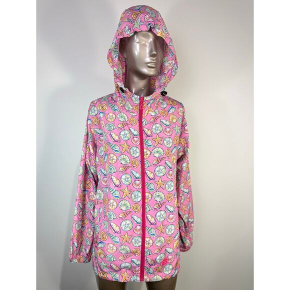 Simply Southern Pink Seashell Single Layer Rain Coat Jacket Size Large - Picture 1 of 9